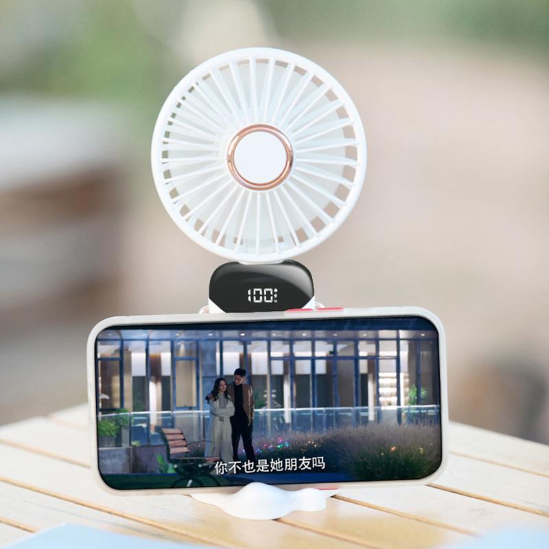 Usb El Tipi Mini Fan Katlanabilir Taşınabilir Boyundan Askılı Fanlar 5 Hızlı Usb Şarj Edilebilir Fan Telefon Standı ve Ekran ile