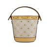 Tory Burch T Monogram Metal Heart Stud Drawstring Bucket Bag Women Handbags Ivory 161505-104