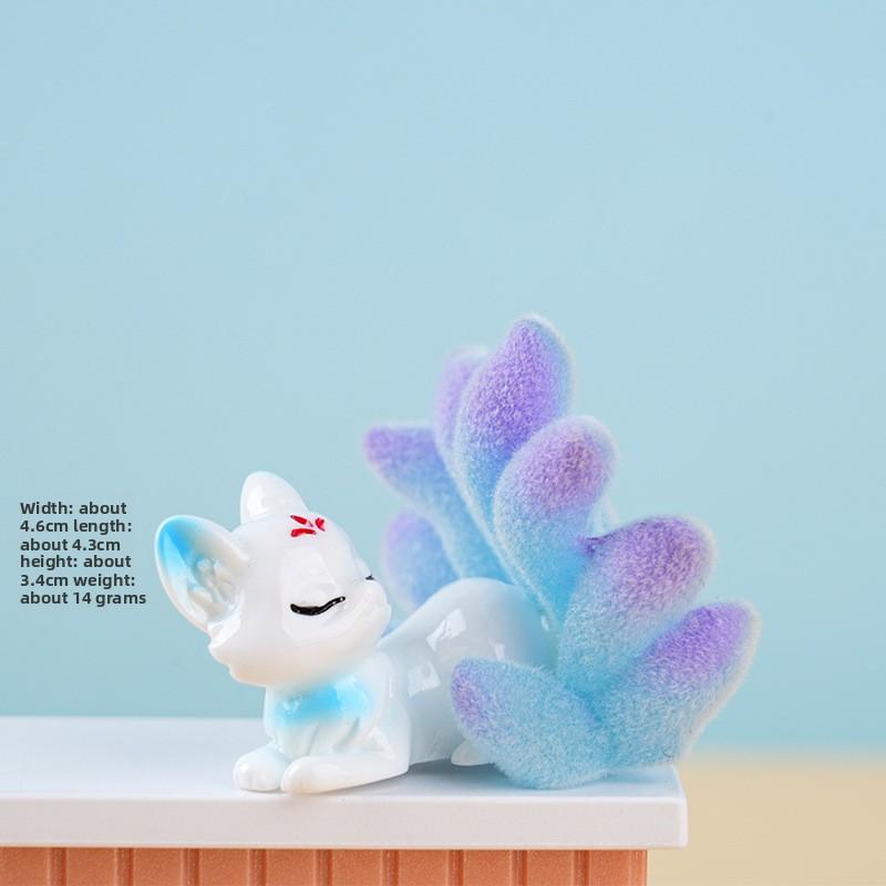 Ancient-style Figurine Decoration Item, Tuoshan Nine-Tailed Fox Creative Cute Ball Resin Artwork Cultural Gift
