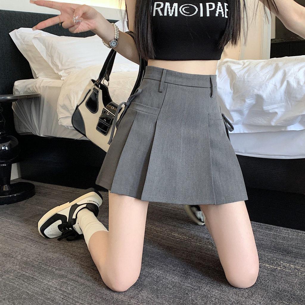 Polyester Pleated Mini Skirt For Women With High Waist And Tie Detail For Casual Summer Wear