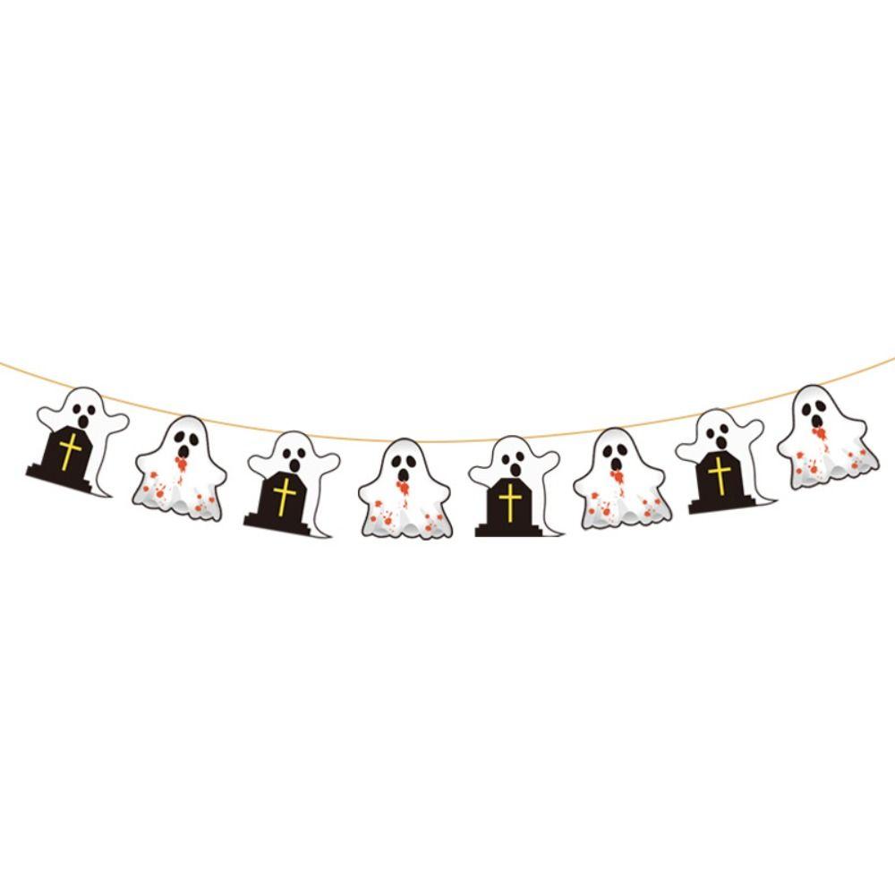 Ghost Halloween Flags Pumpkin Ghost Garden Banner Funny Haunted House Pull Flags  Party Supplies