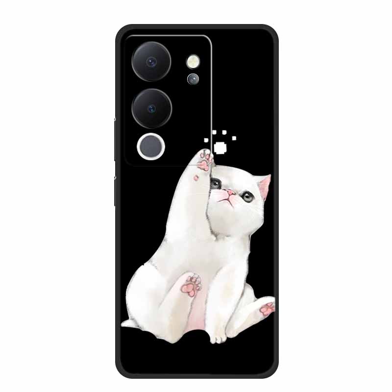 Funda For Vivo V30 Lite Case Cute Cartoon Cat Black Silicone Shockproof Soft Phone Cases For Vivo V30 Lite Back Cover Case Bag