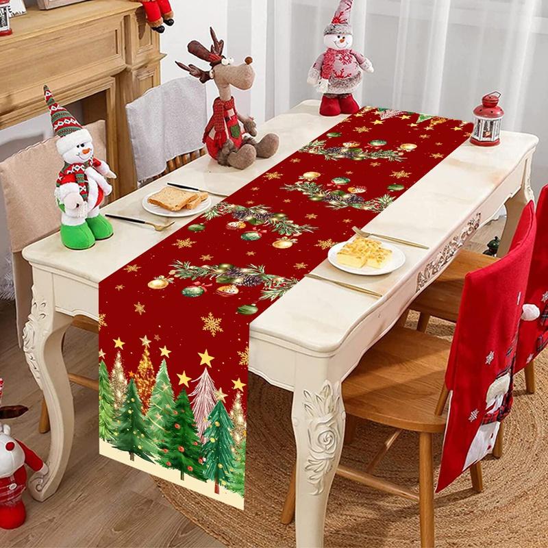 Christmas Tree Table Runner Christmas Decorations for Home 2026 Xmas Party Table Decor Navidad Gifts New Year 2026 Table Cover