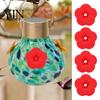 Elastic Hummingbird Feeder Nozzle 4PCS Replacement Parts, Simulated Red Flowers Shape, Universal Tool-free Repair Fit Silicone Waterproof Bird
