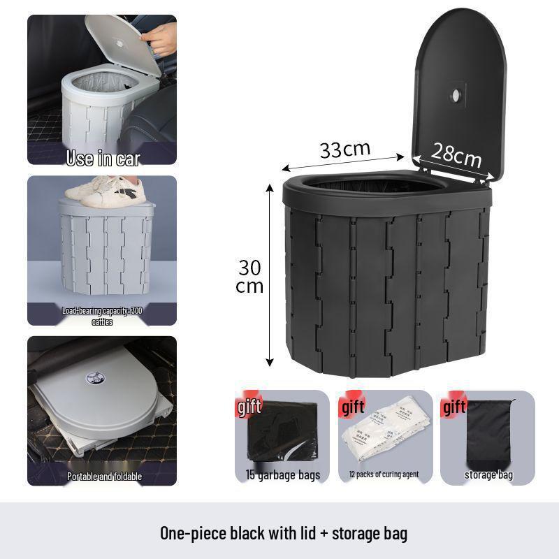 Portable Odor-Proof Folding Toilet for Vehicle, Camping, and Outdoor Emergencies