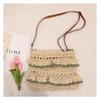 IELGY Crossbody Lace Straw Bag, Lotus Leaf Color Woven Bag, Seaside Beach Vacation Bag