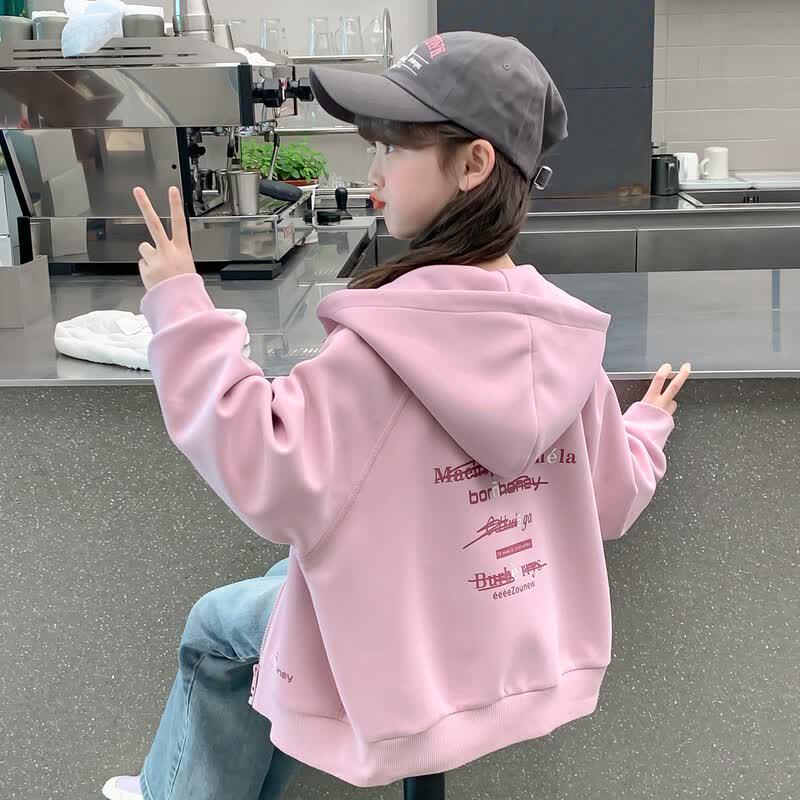 Girls Embroidered Hooded Spring/Autumn Jacket