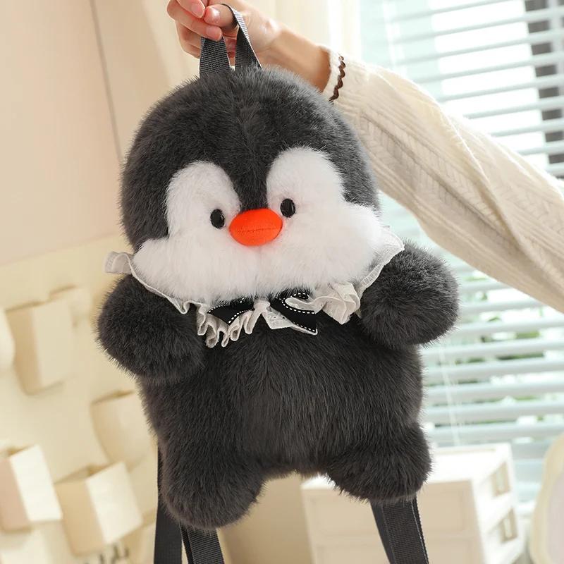 MyRytanda New Cute Penguin Plush Backpacks Cartoon Animals Stuffed Plush Bag Kawaii Lady Messenger Bag Children Birthday Gifts