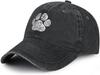 Floral Paw Print Baseball Cap Vintage Washed Polyester Adjustable Casual Hat for Dog Lovers