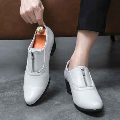 Nové špičaté svatební šaty Zvyšující výšku Boty Pro Pánské Černé Bílé Zipové Designové Mokasíny Oxfords Sapatos Tenis Masculino