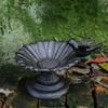 Cast Iron Petal Bird Feeder Basin Nostalgic Bird Food Dispenser Art Statue  Outdoor