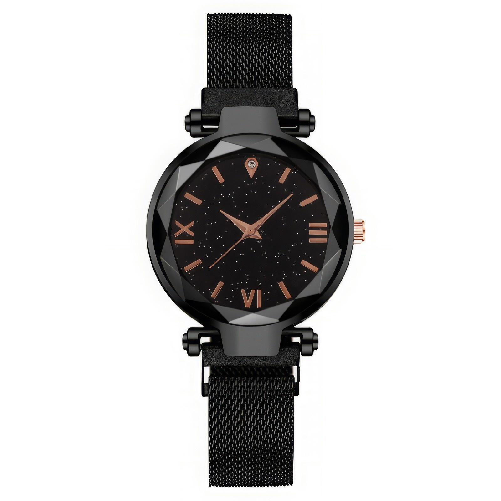 

Женские модные кожаные часы One Size чёрный