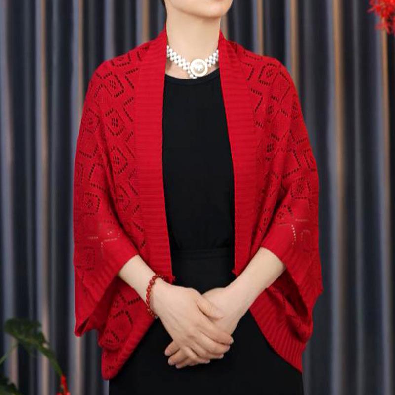 Cardigan da Donna a Maglia Uncinetto Traforata Estivo Traspirante Confortevole Manica Corta a Pipistrello Protezione Solare