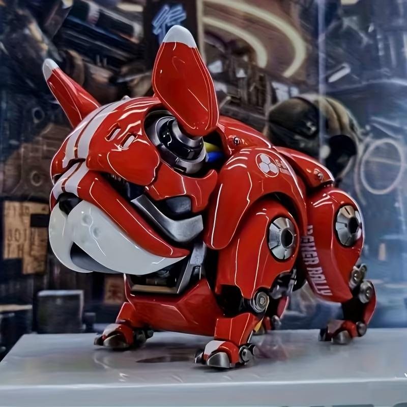 

Red Robot Dog Action Figure Highly Detailed Collectible with Interchangeable Hands, Durable Plastic Indoor Decor for Living Room,Office Gifts