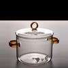 ZISIZ 1500ml Transparent Double-Handle Glass Pot