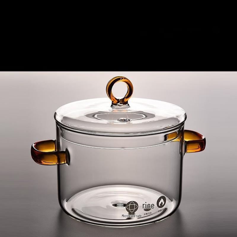 ZISIZ 1500ml Transparent Double-Handle Glass Pot