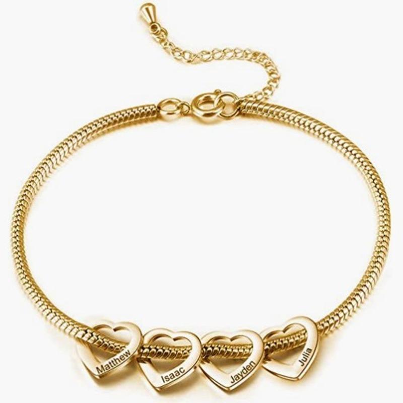 Women's Personalized Adjustable Anklet Bracelet, Stainless Steel Heart-shaped Love DIY Name Anklet, Women's Jewelry