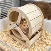 Roue pour Hamster en Bois Roue Silencieuse en Bois Massif Roue de Course Résistante aux Morsures Rouleau d'Exercice pour