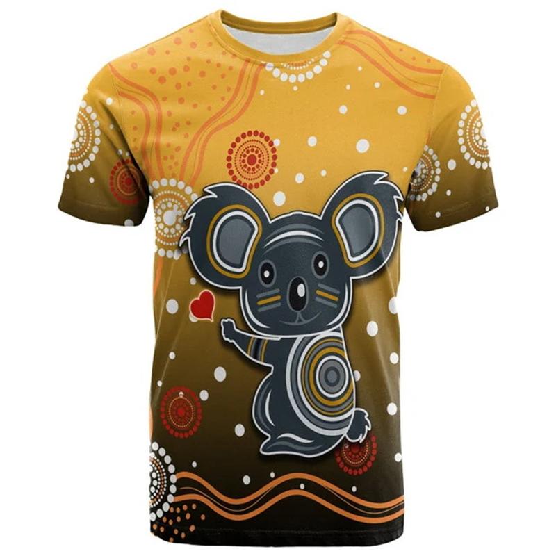 Australia Flag 3D Printed T-Shirts For Men Women Clothes Cute Koala Graphic Short Sleeve T Shirts New Casual Summer Kids Tops