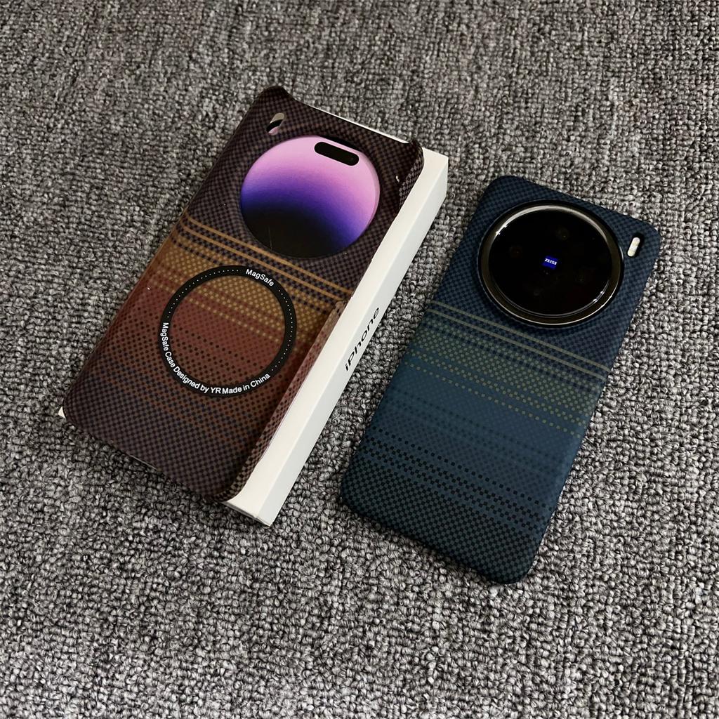 New Carbon Fiber Kevlar Pattern Phone Case For VIVO X200 Pro Mini X200S Ultra Thin Magnetic Shockproof Cover