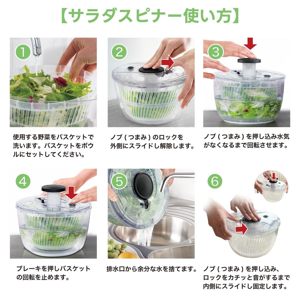CLEAN HOUSE Vegetable Drainer/Salad Spinner, Dishwasher Safe, Push-Type, Colander/Bowl, Kitchen Utensil (Clear, 6.2L)