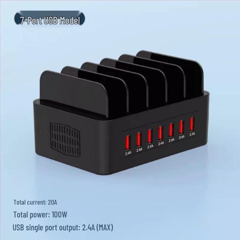 Multi-functional 150W High Power USB Charger with Stand - 7 & 16-Port Phone Holder