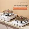 Titanium 316L Non-Stick Stainless Steel Frying Pan, Flat-Bottomed, Universal for Induction and Gas Stoves, Ideal for Commercial Use and Fried Eggs.