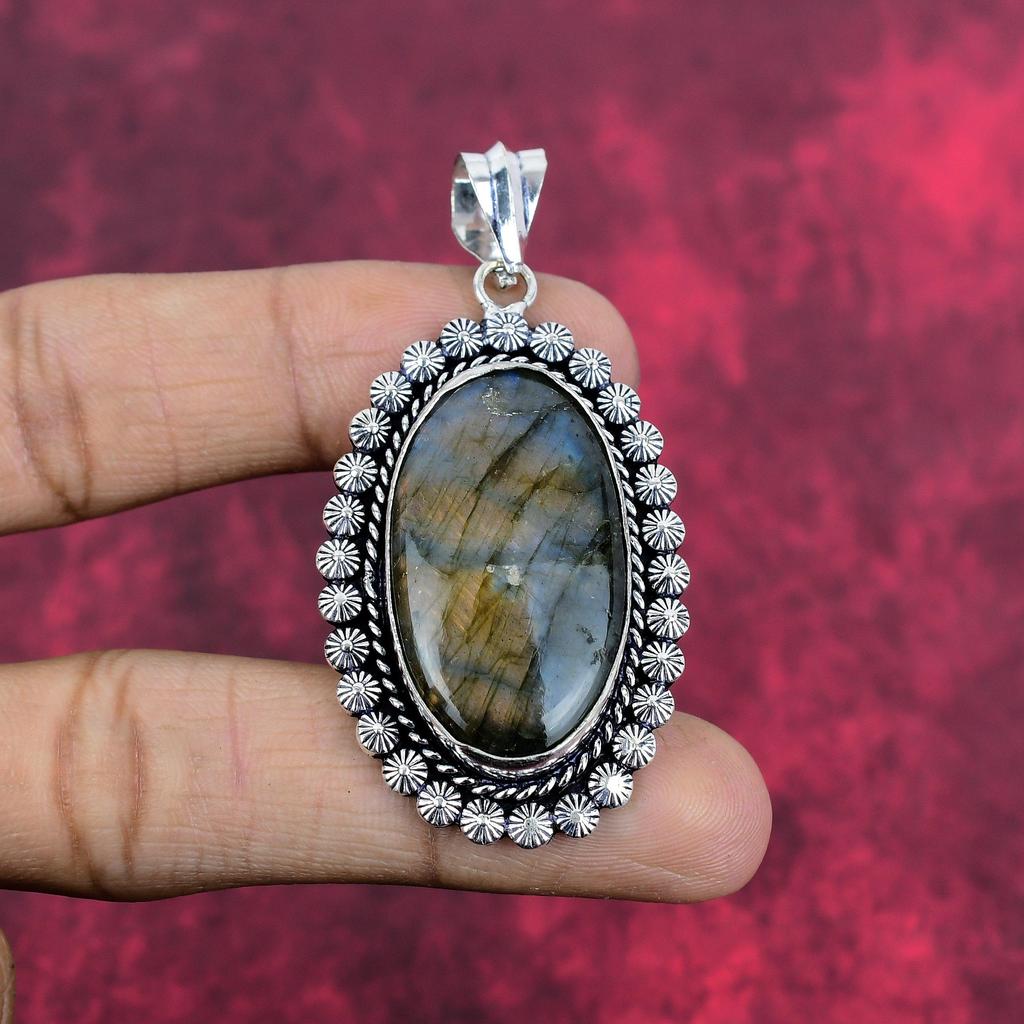 Labradorit Schmuck, 925 Sterling Silber Anhänger, handgefertigter Edelsteinschmuck, Geschenke für die Frau, brandneuer Anhänger