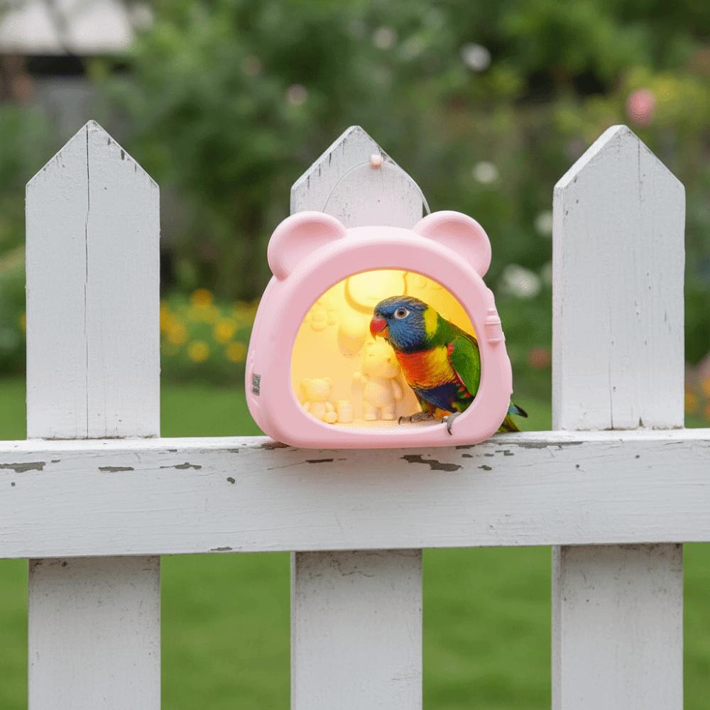 Warm Light Bird Breeding Nest Bear Shape Hanging Ambient Light Birdcage Bite Resistant Decorative Squirrel Bed Garden Decor