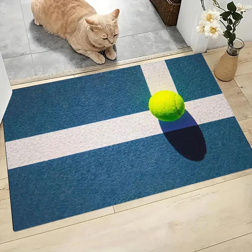 Tennis Court Printed Door Mat for House Entrance Bedroom Bathroom Anti-slip Floor Mat Sports Style Polyester Carpets Home Decor