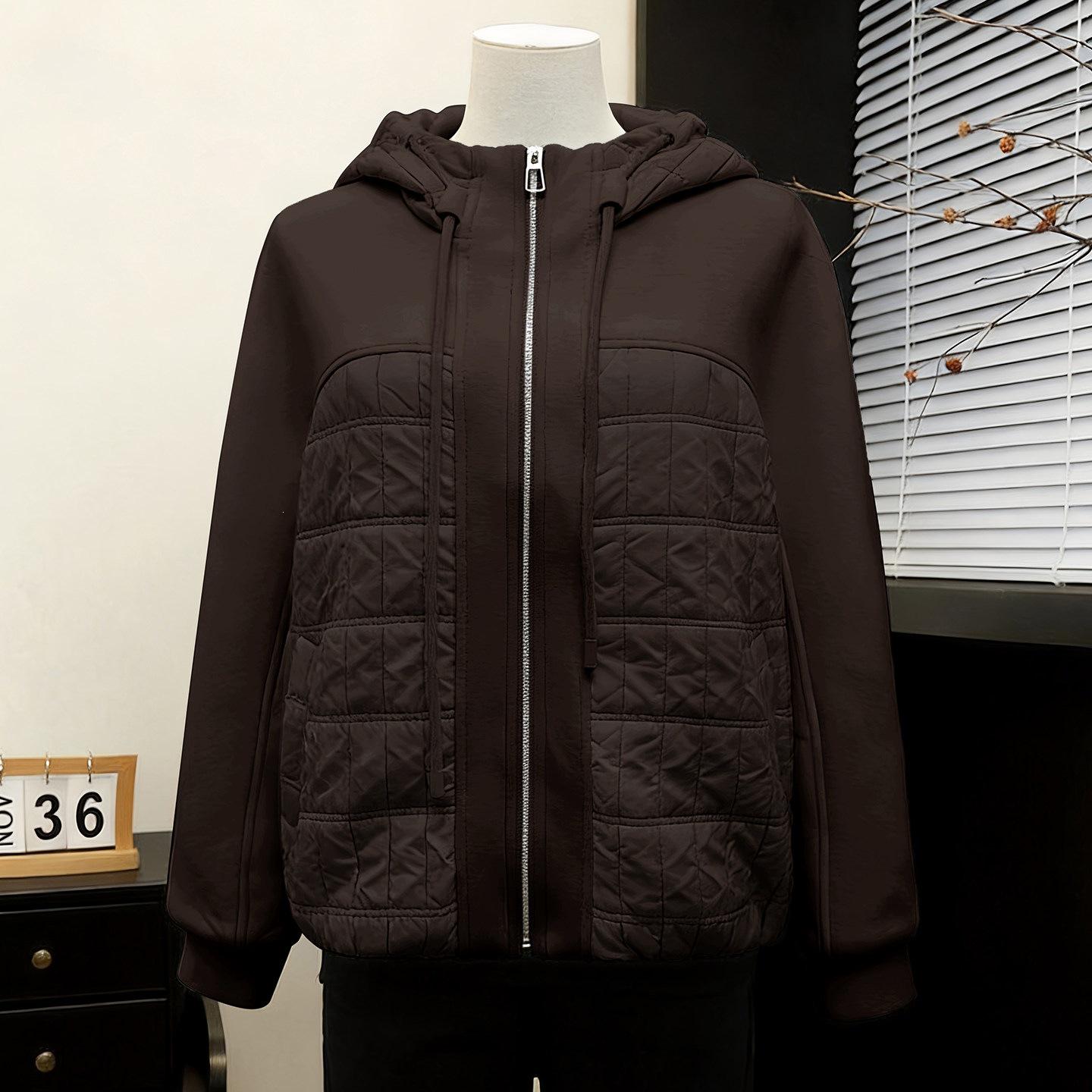 

Stylish Plaid Hooded Cardigan for Moms - Spring 2026 Edition XL (62.5-70kg) кофейный