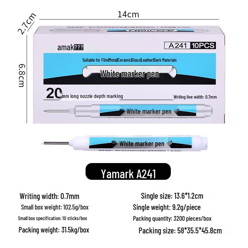 Odorless White Water-Based Fine Tip Marker for Black Card, Fade-Resistant Graffiti and Tire Highlighting
