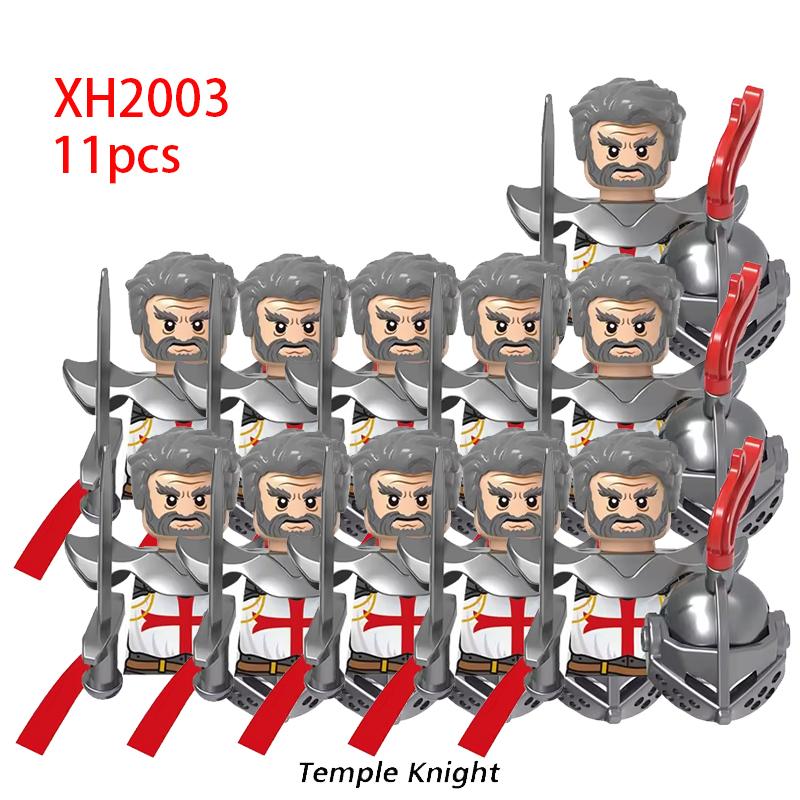 11 st Medeltida Antika Tungt Beväpnade Tempelriddare Korsfarare Militära Soldater Vapen Modell Byggklossar Leksaker för Barn