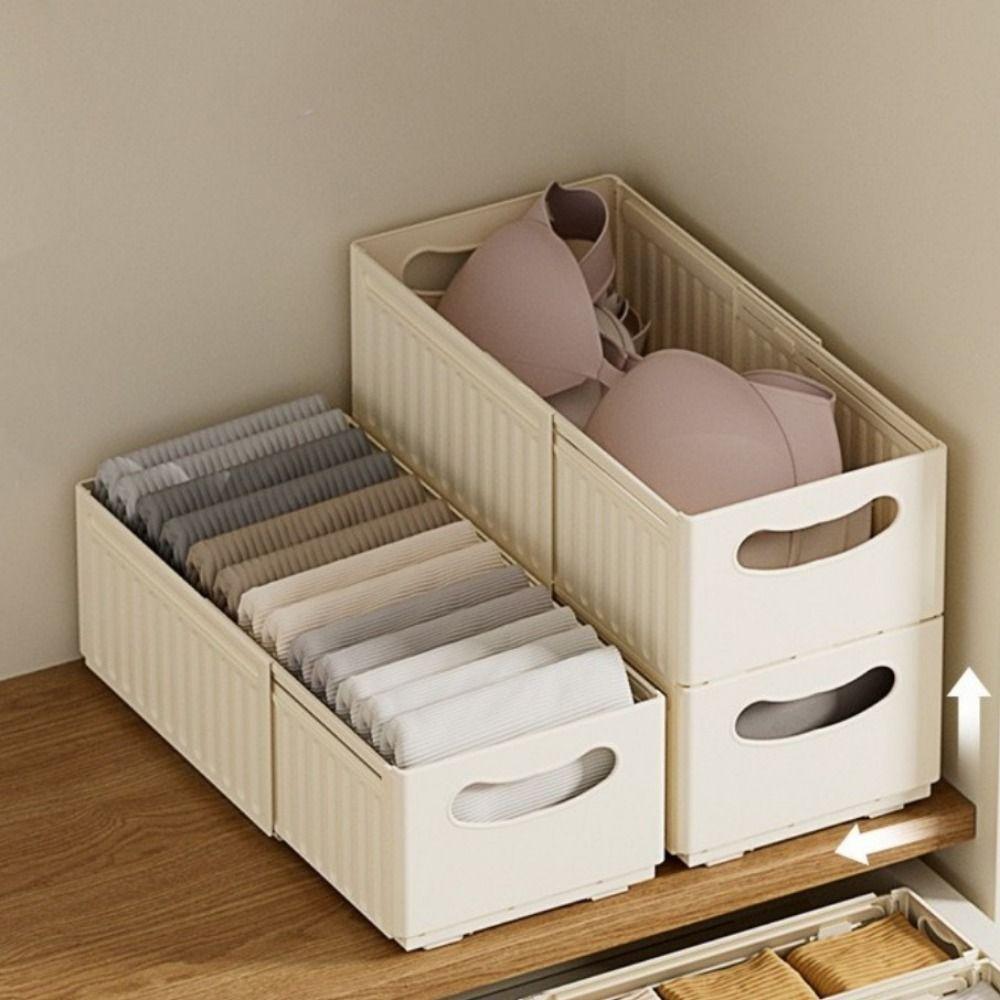 Plastic Expandable Storage Box Adjustable Stackable Retractable Storage Container Large Capacity Space Saving