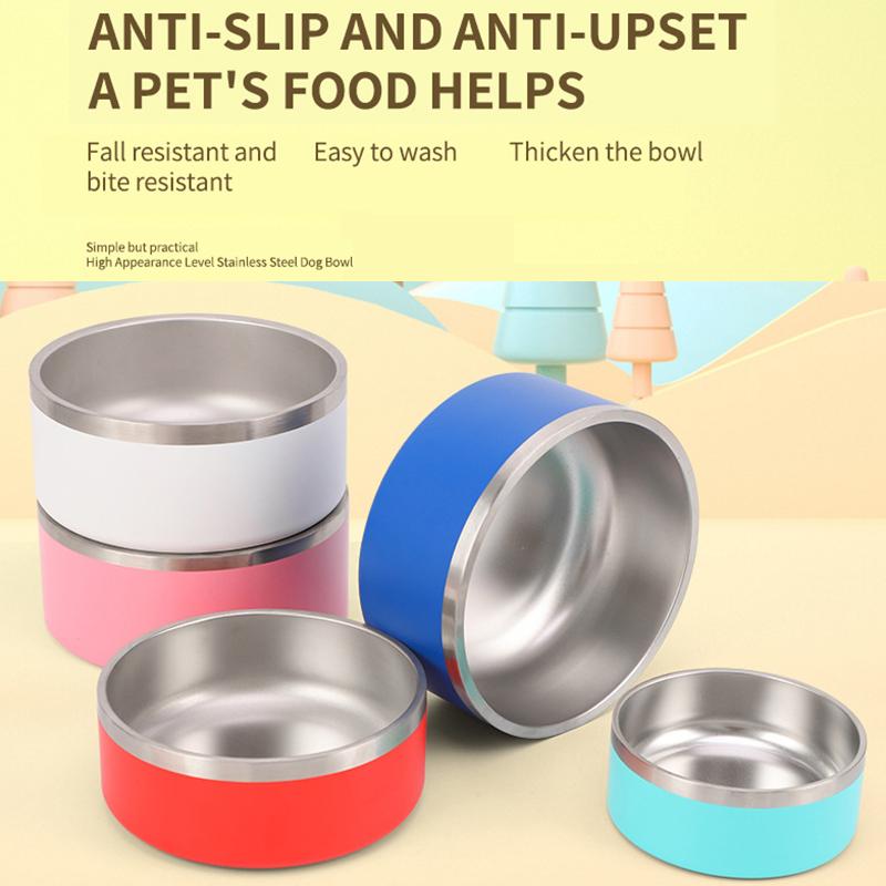 

Круглая миска для собак из нержавеющей стали на 64 унции, миска для кошек, двойная вакуумная миска для кормления домашних животных, большая емкость, миска для корма для собак, собака