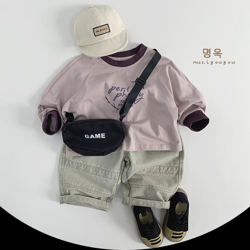 Kids Long Sleeve T Shirt Casual Round Neck Basic Tops For Unisex Boys Girls