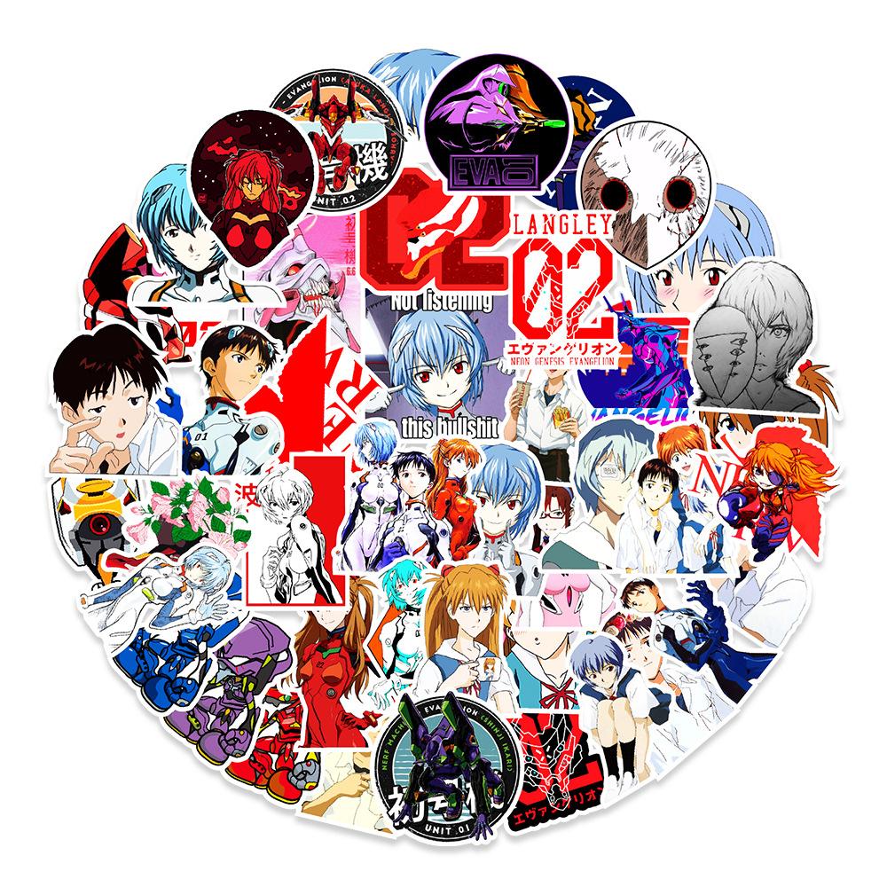 50 New Evangelion Graffiti Stickers Car Skateboard Refrigerator Suitcase Mobile Phone Decoration Stickers