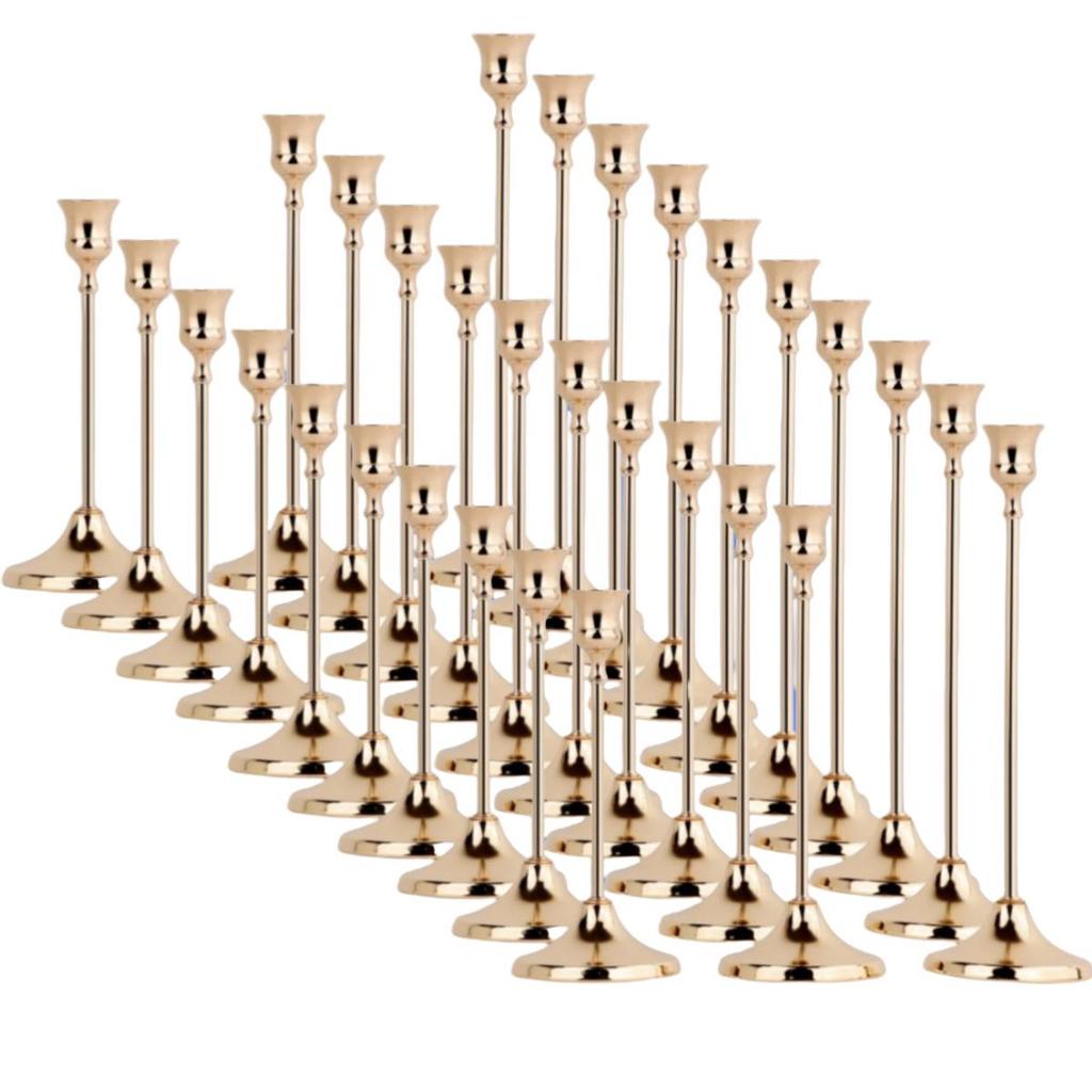 Set of 6 Elegant Bronze European Candle Holders for Romantic Tabletop Wedding and Dinner Decor