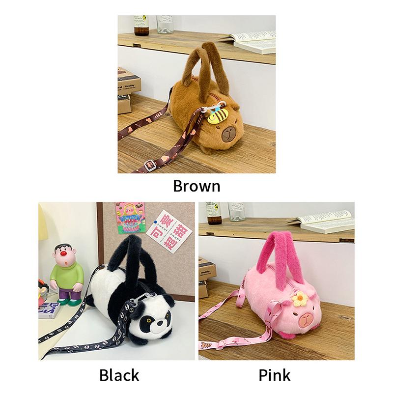 Capybara Crossbody Bag Cotton Cartoon Animal Bucket Bag Plush Bag Girl