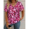 3D T-shirt Women Summer Casual Elegant Simple V-neck Short-sleeved Floral Retro Top Loose Casual Wear Ladies T-shirt