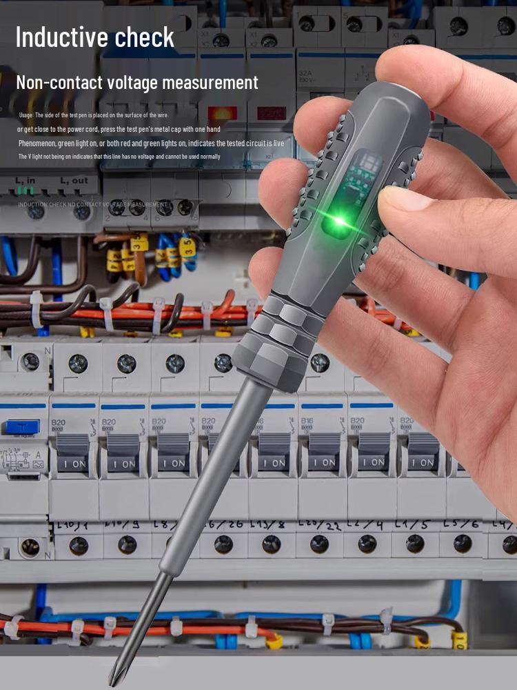 Electrician's Smart Test Pen: Color Light Screwdriver for Open Circuit, Breakpoint, Live & Neutral Wire Testing, High Torque for Household Use.