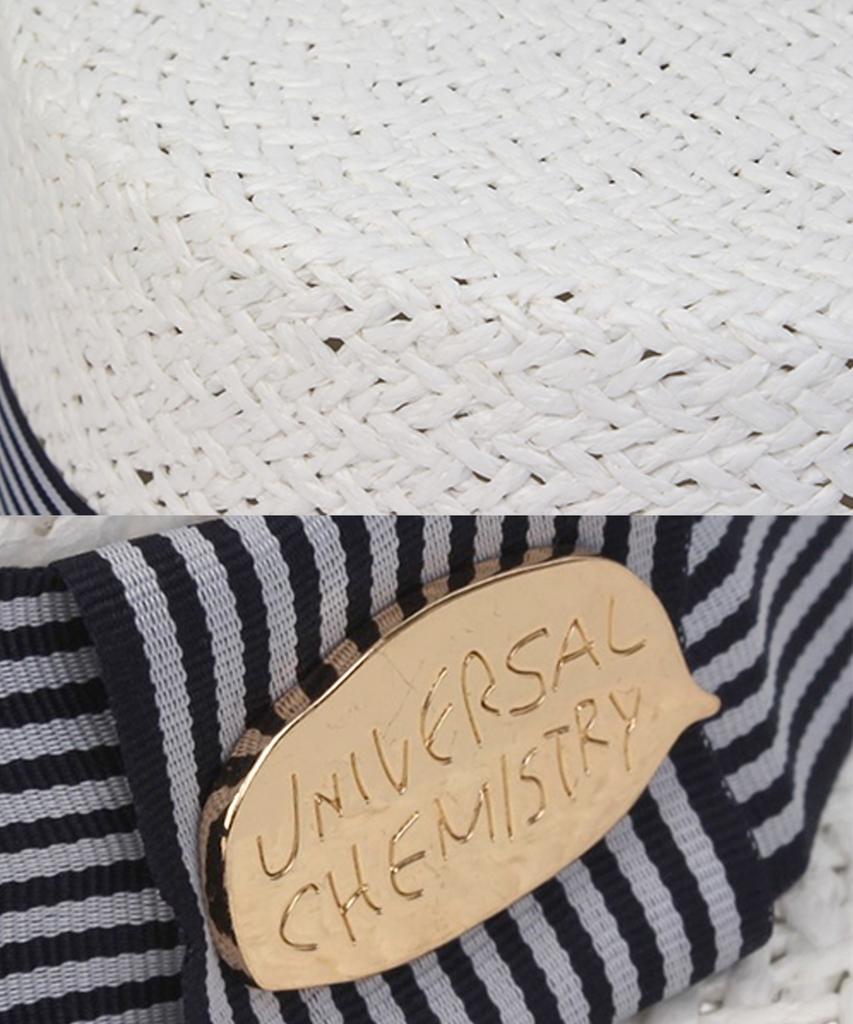 Stripe Line White Short Panama Hat