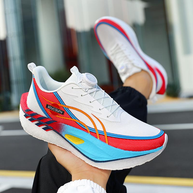 Feidian 5C Rotary Buckle Popcorn Carbon Board Running Shoes Men's and Women's Breathable Shock Absorption Rebound Student Sports Racing Shoes