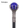 Blå glaskula Steampunk Walking Cane Mode Dekorativ Walking Stick Gentleman Lyx Crosier Knop Walking Stick 93cm
