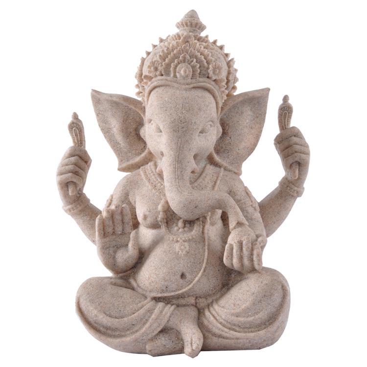 Mingze Kunstharz Sandstein Ganesh Ornament - Elefantengott Wohnkultur Geschenk