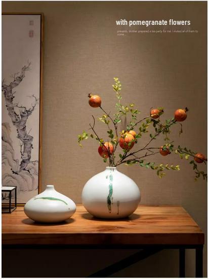 Zen Dried Flowers Vase Ornament for Dining Table, Entrance Hall, Living Room, or TV Cabinet