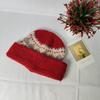 Handmade Ethnic Style Jacquard Knitted Pot Hat Women's Autumn and Winter Versatile Warm Face Small Curling Thickened Wool Bucket Hat