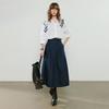 Chuyu Women's 2025 Autumn Embroidered Loose Lyocell Ramie Polo Shirt