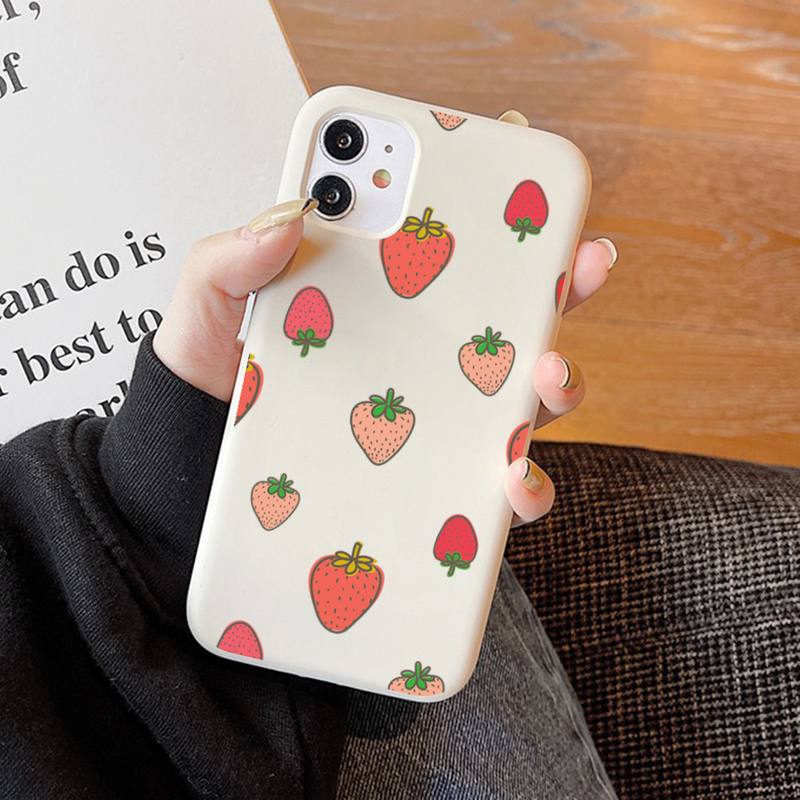 Peach strawberry Phone Case Soft Solid Color for iPhone 11 12 13 mini pro XS MAX 8 7 6 6S Plus X XR