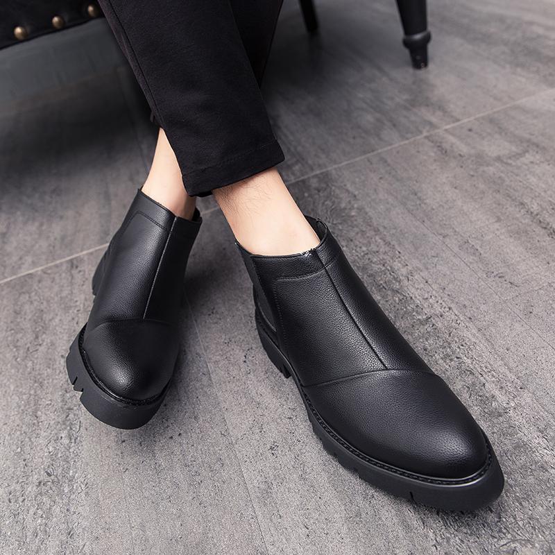 Men Shoes Casual Vintage Men Chelsea Boots Platform Motorcycle Boots Botas Hombre Genuine Leather Ankle Boots Men Comfortable
